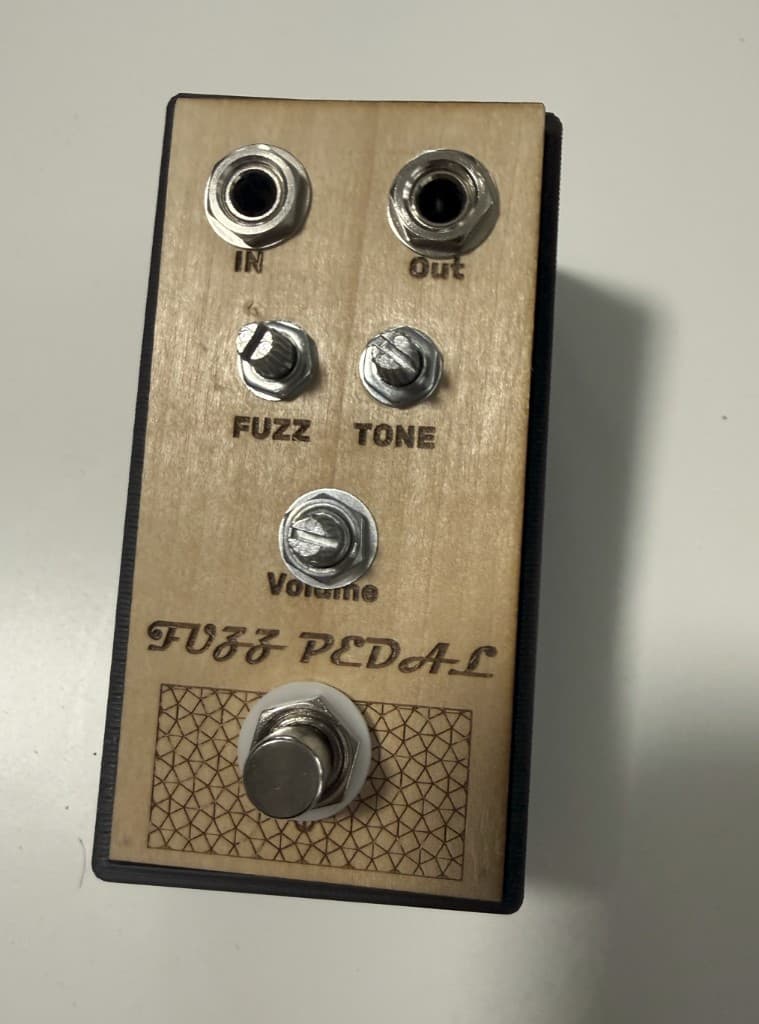 Completed fuzz pedal build with fuzz, tone, and volume controls