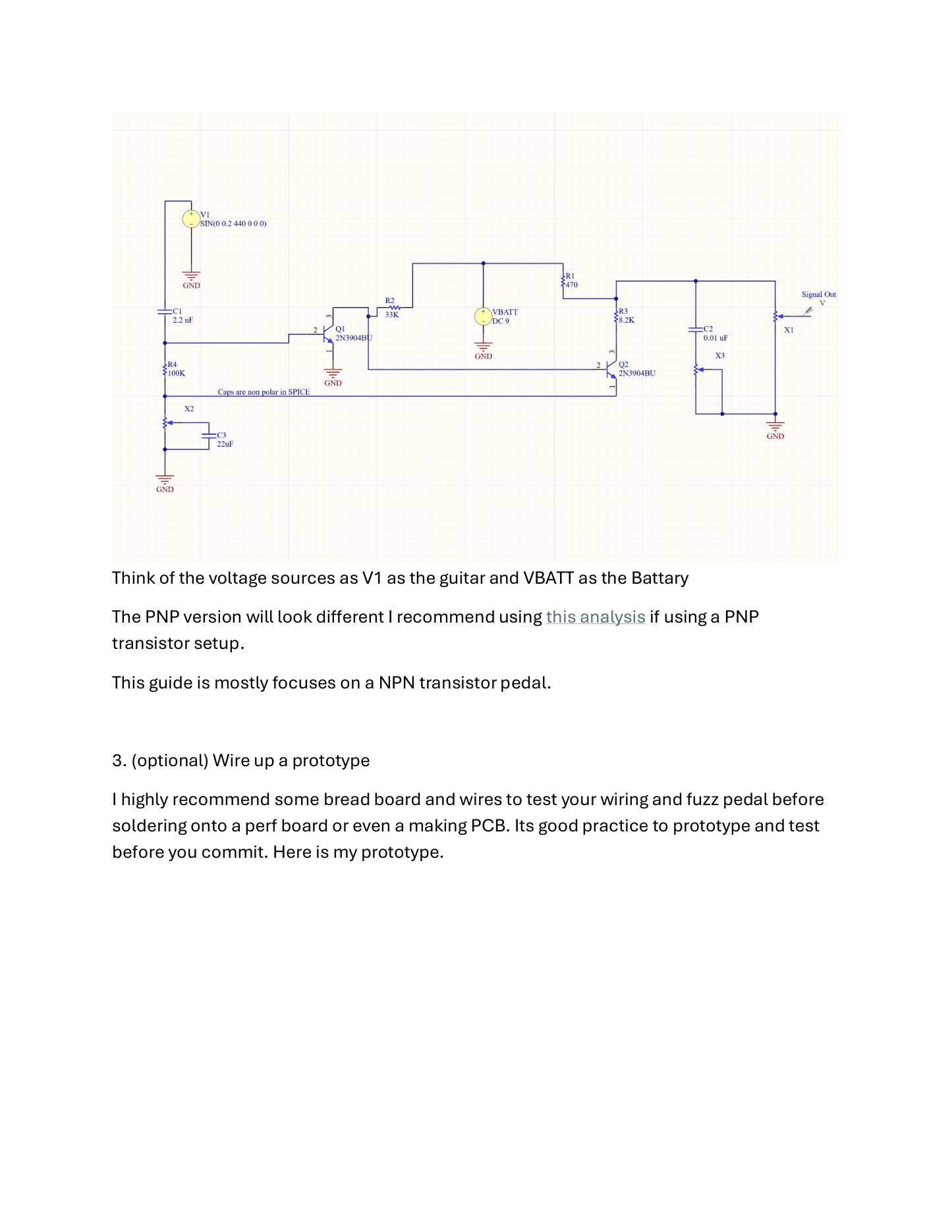 Prototype stage from the fuzz pedal guide